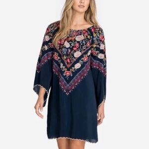 Johnny Was Maryam Heavily Embroidered Blue Birds Butterfly Dress NWT